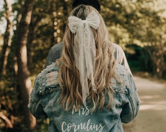 Custom Bridal Pearl Jean Jacket