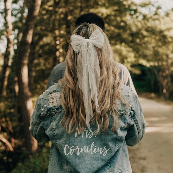 Custom Bridal Pearl Jean Jacket