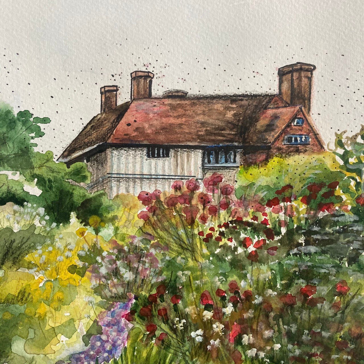 English Cottage Garden Painting Cottage Decor Vintage Style Art ...