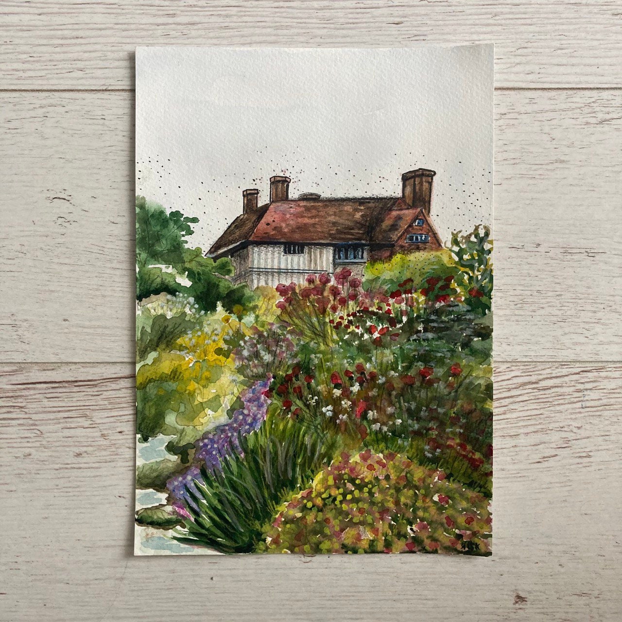 English Cottage Garden Painting Cottage Decor Vintage Style Art ...