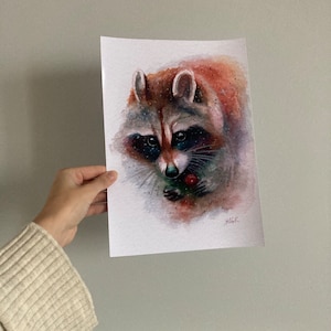 Raccoon Watercolor Painting Raccoon Art Print Wall Art Woodland Prints Watercolor Racoon Wall Art Animal Watercolor Print Raccoon Poster A4