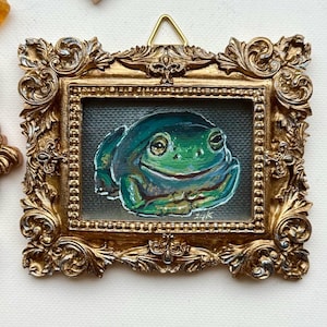 Framed Tree Frog Painting: Original Gouache Art, Victorian Style
