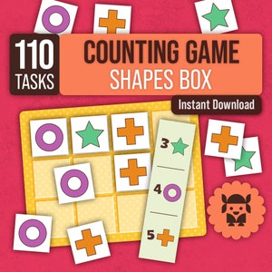 Shapes Counting Game, Matching Numbers to Quantities, Math Learning Activities, 110 Counting Task Cards