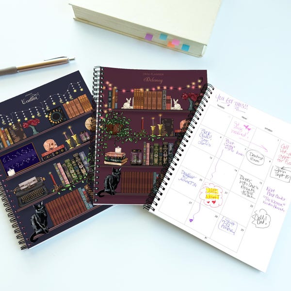 2026-2027 Weekly Planner | Book Lover's Personalized, and Illustrated 12-Month Calendar - Start Anytime!