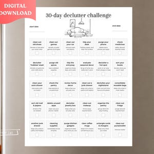 Lista de verificación imprimible para el reto de organización de 30 días para personas con TDAH (descarga digital)