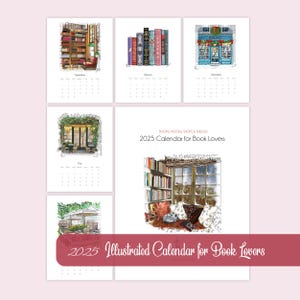 2025 Illustrated Wall Calendar 8.5&quot; x 11&quot; | Book Lover Gift Librarian Bibliophile Bookish Gift  for Reader  | Wendy Rother Designs
