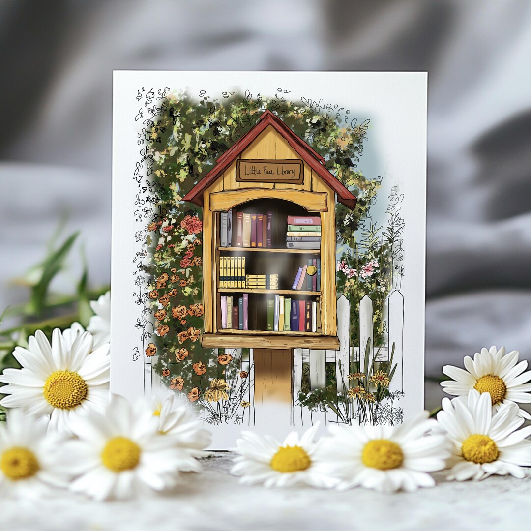 Note For Little Library Little Free Library Illustrated Notecards SET of 8 (4.25