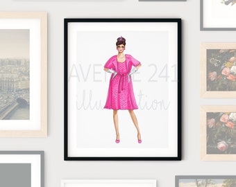 1961 Ilustración de moda Vestido icónico de Holly Golightly / Galería Impresión de pared Película Arte de moda / Avenida 241