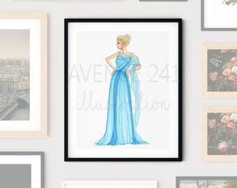 1955 Fashion Illustration Movie Costume Gown Worn by Grace Kelly | Gallery Wall Print Fashion Art | Avenue 241