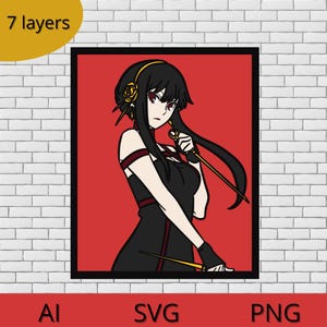 Spy Family Girl, Svg Cricut File, file cameo studio 3, a strati per il taglio in vinile, carta, multistrato, Taglio laser Multilivello