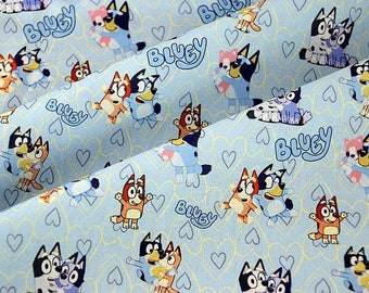 Bluey And Friends 100% Cotton Fabric 1/4 Yard Increments Bluey fabric  Cartoon