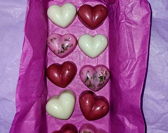 Vous faites fondre mon coeur, fondant fait main de cire de soja scintillante galaxie avec plantes (assortiment de 10), cadeau pour la Saint-Valentin, coeurs/parfums floraux