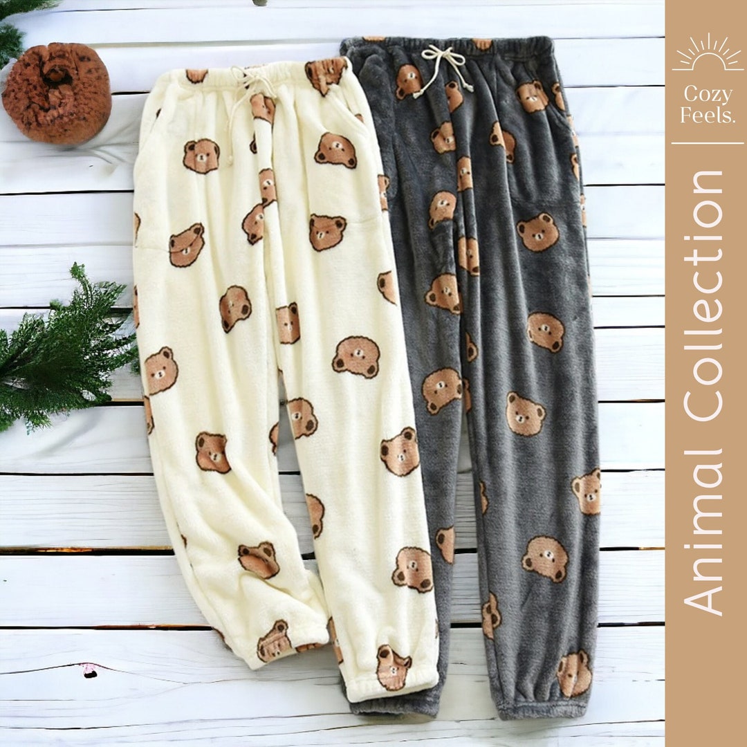 Cute Bear Pajama Pants Bear Print PJ Pants Womens Loungewear Etsy