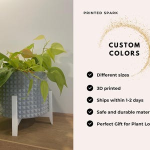 Custom Flower Pot with Matching Stand I Personalized Plant Pot & Stand in Any Size and Color I Modern Indoor Planter