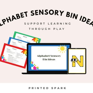 Ideas para contenedores sensoriales del alfabeto Bandeja sensorial inspirada en letras Actividad sensorial educativa Tarjetas de memoria con letras imprimibles Actividad de reconocimiento de letras