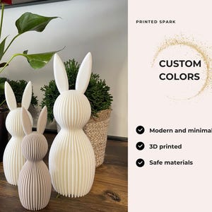 Decoración de conejito de Pascua impresa en 3D: adorno minimalista moderno