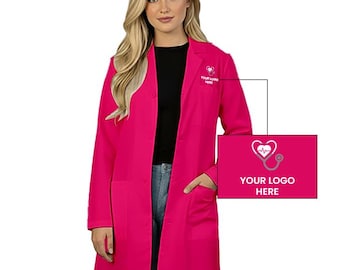 Fartuch laboratoryjny 40" z haftem na zamówienie – spersonalizowana odzież medyczna | 1101 | GORĄCY RÓŻ