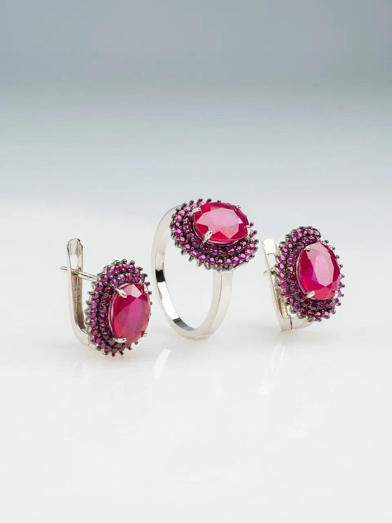 925 sterling silver set with noble ruby image 3