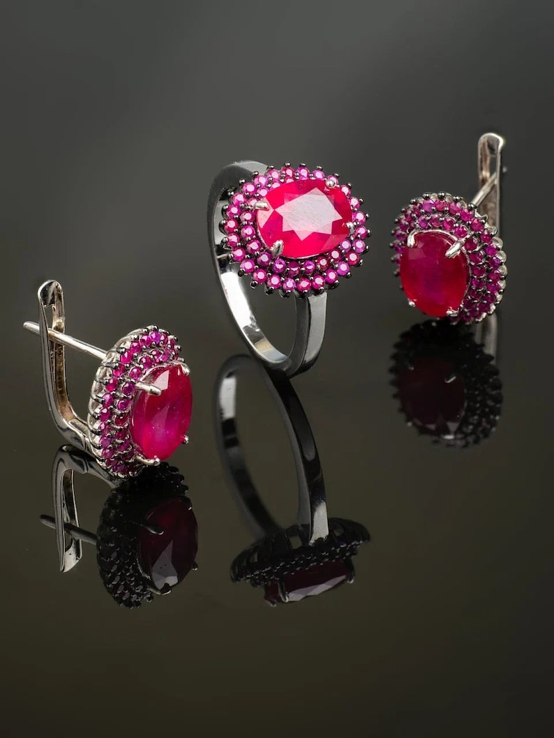 925 sterling silver set with noble ruby image 5