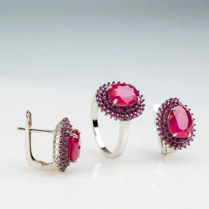 925 sterling silver set with noble ruby image 2