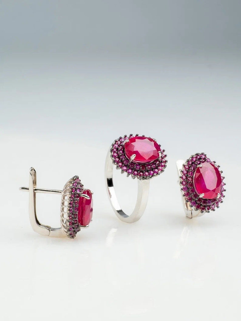 925 sterling silver set with noble ruby image 2