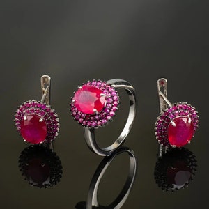 925 sterling silver set with noble ruby image 4