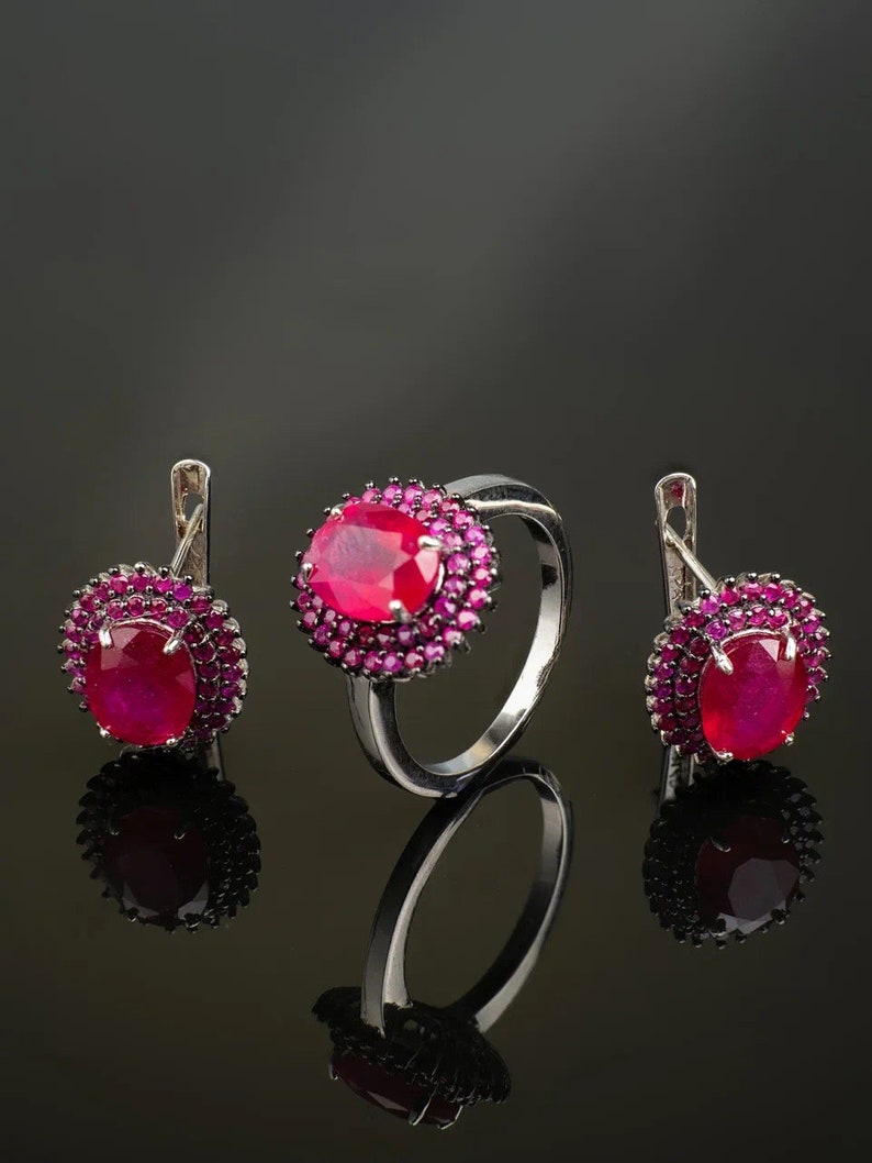 925 sterling silver set with noble ruby image 4