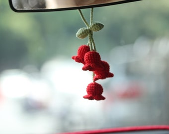 Crochet Car Plants,crochet flower,Car Decor,Car Accessories,car Hanging Plants，Car Charm， Amigurumi，Crochet Suzuran