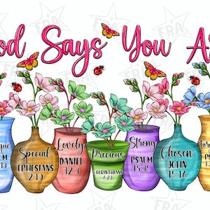 God says you are unique png sublimation design download, Christian png, bible verse png, floral png design, sublimate designs download