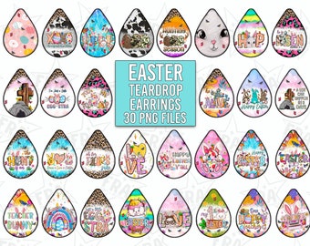 Easter Teardrop Earring Png, Earrings Bundle Png, Bunny Earrings, Sublimation Earring Designs, Easter Egg Png, Happy Easter Png, Rabbit Png