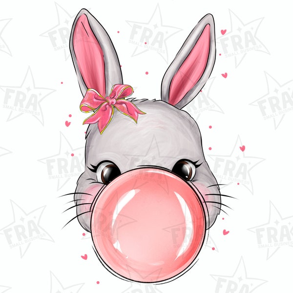 Bunny Bubble Gum png, Tshirt Design png sublimation design download, Easter Day png, Easter bunny png, instant sublimate designs download
