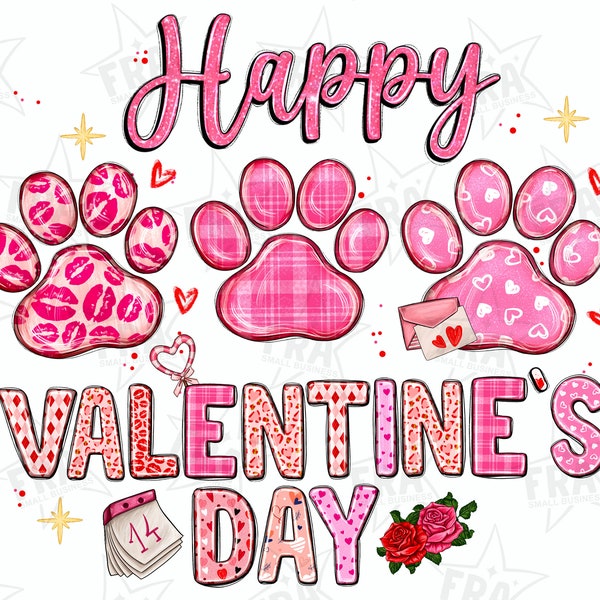 Happy Valentine's Day paws png sublimation design  download, Happy  Valentine's  Day png, Valentine's animal png, sublimate designs download