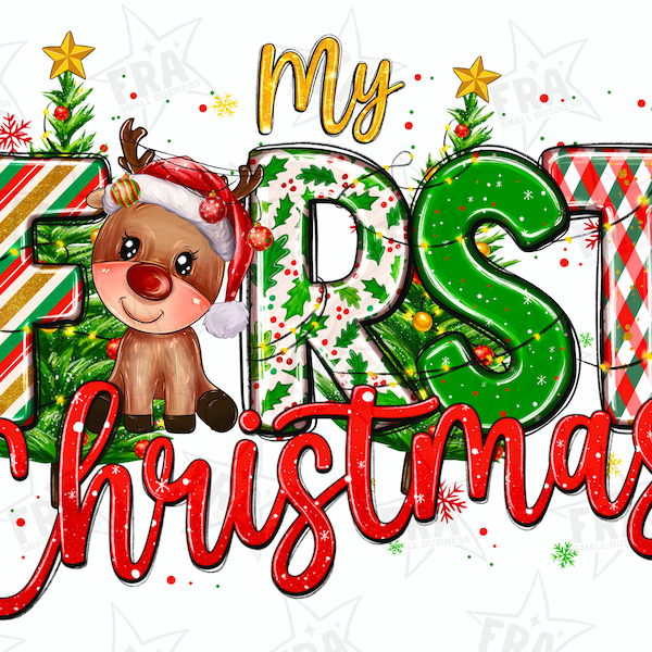 My 1st Christmas deer png sublimation design download, Happy New Year png, Merry Christmas png, Christmas deer png, sublimate download