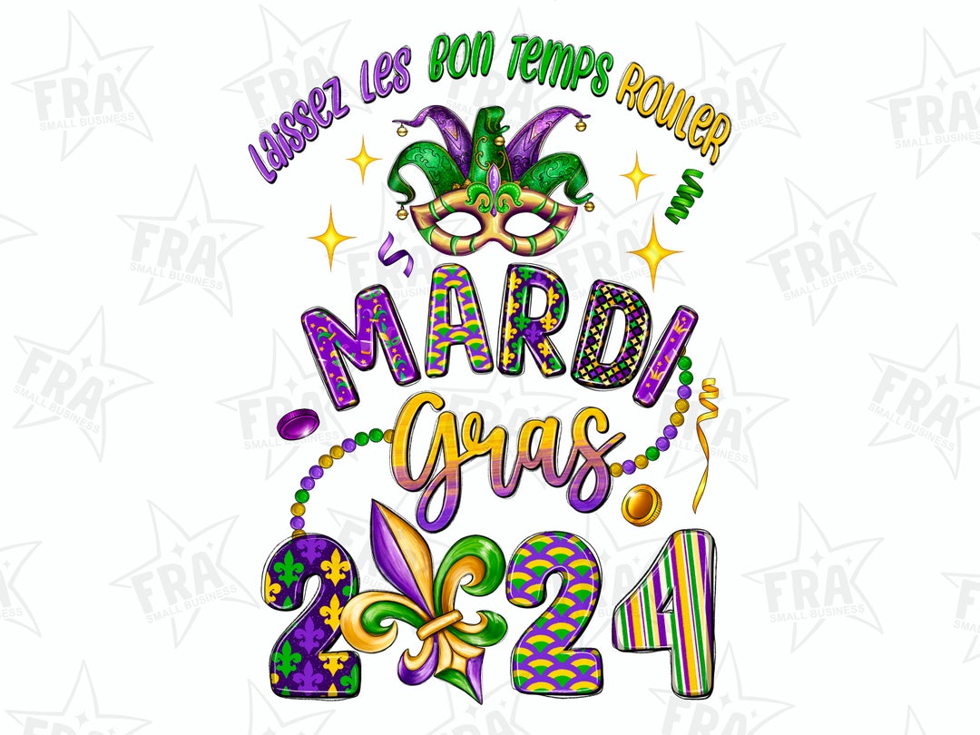 Mardi Gras 2024 Png Sublimation Design Download, Happy Mardi Gras Png