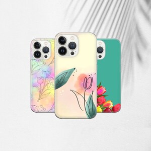 Tulips Phone Case Spring Flower Cover for iPhone 15 Pro Max, 14 Plus, 13 Pro, 12, 11, XR,  Samsung S24, S23, A54, A53, Pixel 8Pro 7