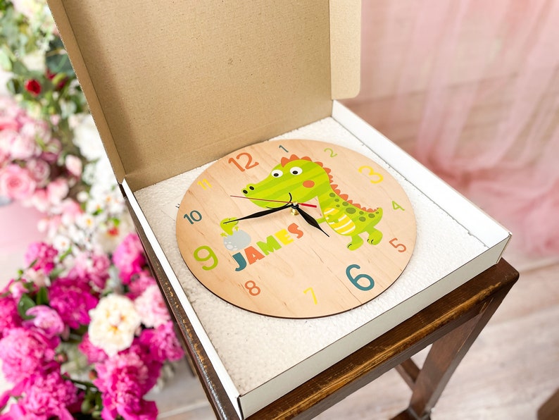 Excmoky Personalized Construction Excavator Clock - Silent Non-Ticking Kids Room Battery Wall Clock, 10 Inch