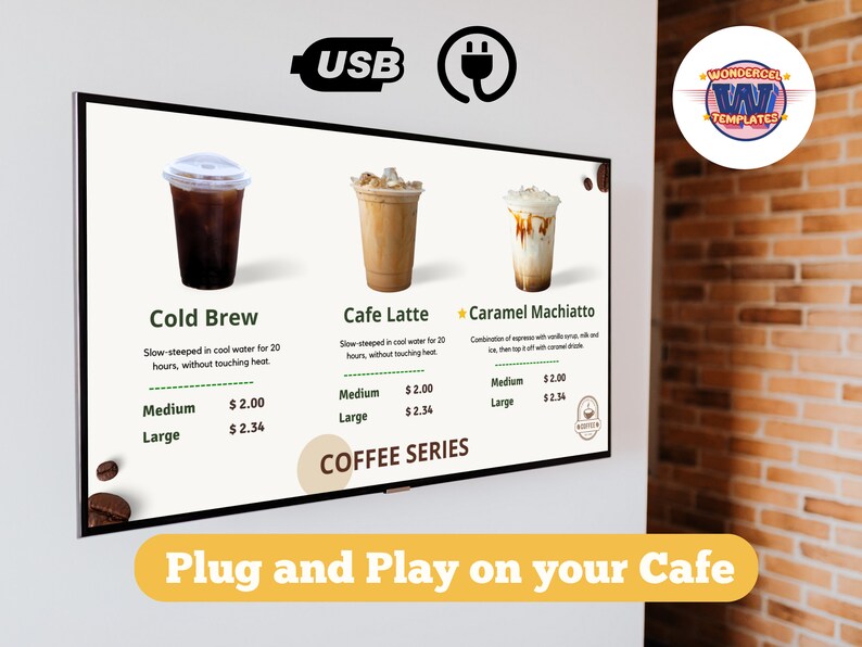 Animated Digital Coffee Menu Board Canva Template, Cafe Menu Canva ...