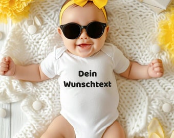 Wunschtext Kurzarm Babybody 100% Baumwolle Geschenk Ankundigung Party Genderreveal Geburt Geburtstag