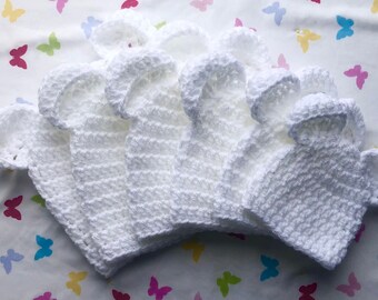 White Bear Ears Baby Crochet Beanie Hat. Micro, Preemie, Premature, Early, Newborn, 0-3, 3-6,NICU, Hospital Bag, Coming Home, Baby Wear