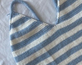 Isla Top ENGLISH Knitting Pattern: Striped Cotton Merino Top-Down Design, PDF Pattern