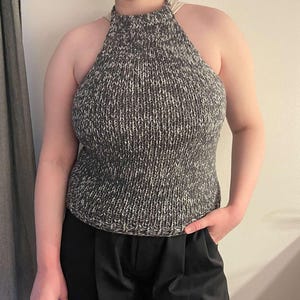 Top de mica DANSK strikkeopskrift - top con brillo y bola strikket oppefra y ned på pind 6 mm en størrelser xxs-3xl, størrelsesinkluderende
