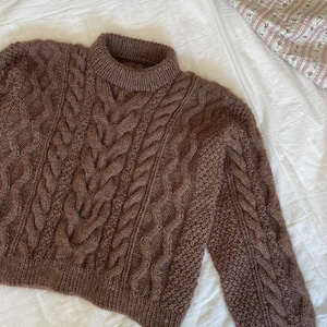 Modèle de tricot ANGLAIS pull Rowan - Pull unisexe de style automne avec torsades, modèle PDF