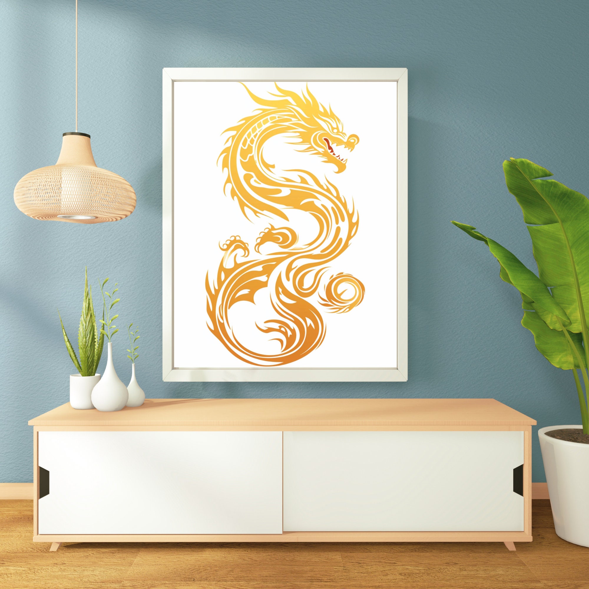 Golden Dragon Wall Art Decor Canvas Printing