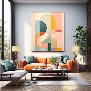 Arte abstrata rosa e laranja, arte de parede para impressão, pintura moderna de arte abstrata colorida, pôster, decoração minimalista para casa, impressões digitais para download