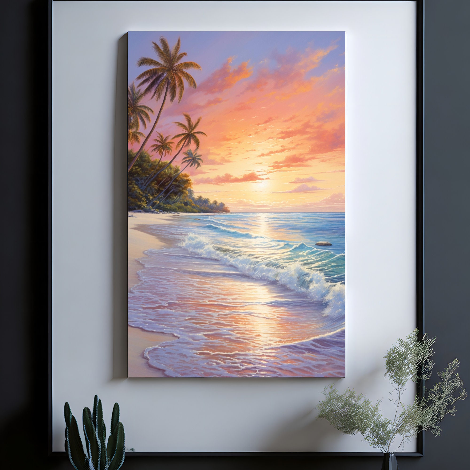 Sunset at Beach Wall Art Printable,sunset Coastal Wall Decor,palm Beach ...