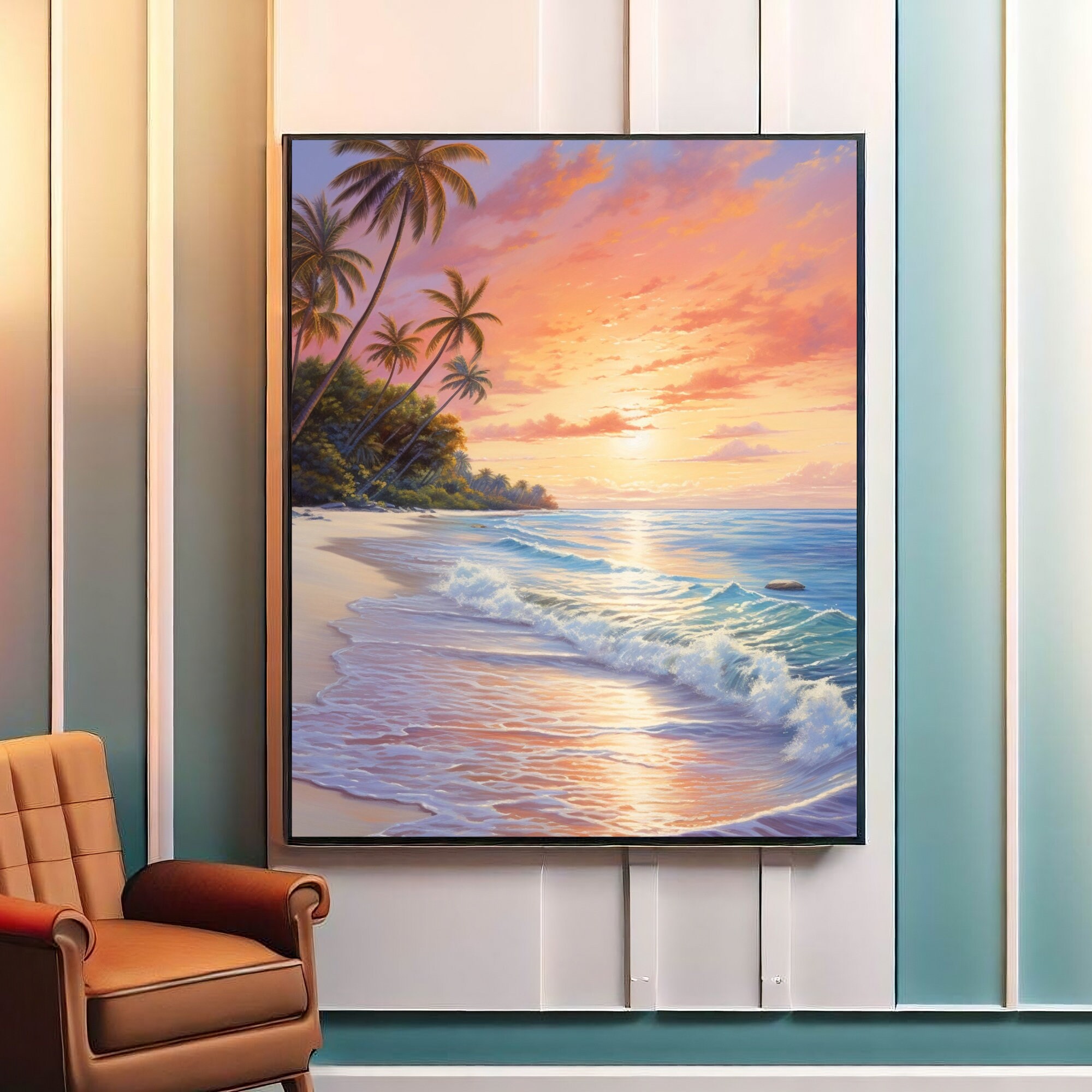 Sunset at Beach Wall Art Printable,sunset Coastal Wall Decor,palm Beach ...
