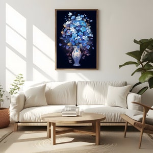 Forget Me Not Flowers Wall Art Prints for Home Decor,Blue Floral Art Poster,Flowers in Vase Art Print,Flower Market Prints Digital Download