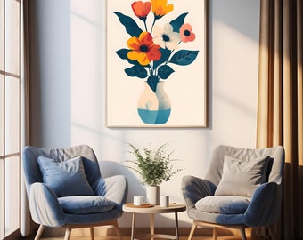 Botanical Flower Wall Art Prints,Nature Modern Art Painting,Floral Art Poster,Minimalist Flowers Home Decor,Digital Download Prints