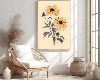 Black Eyed Susan Flower Wall Art Printable for Home Decor,Modern Art Print,Yellow Floral Poster,Tropical Flowers Art Prints Digital Download