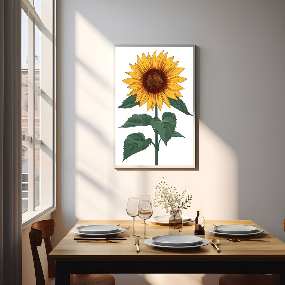 Sunflower Art Print for Home Decor Sunflower Wall Art Printable Minimal ...